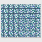 Traditionele quiltbloktegels in blauw en groen cadeaupapier (Vlak)