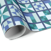 Traditionele quiltbloktegels in blauw en groen cadeaupapier (Rol Hoek)