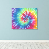 Traditionele Rainbow Swirl Tie Dye Wrapped Canvas (Insitu (Houten vloer))