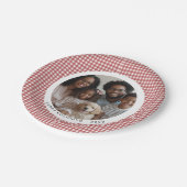 Traditionele Red Gingham vakantiefoto Papieren Bordje (Gekanteld)