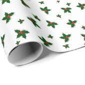Traditionele rode en groene Holly bessen Cadeaupapier (Rol Hoek)