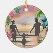 Traditionele rode en groene kerstfoto keramisch ornament (Achterkant)