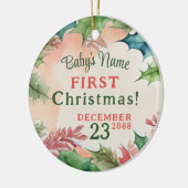 Traditionele rode en groene kerstfoto keramisch ornament (Links)