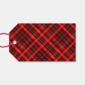 Traditionele rode geruite Custom Merry Christmas P Cadeaulabel (Achterkant Horizontaal)