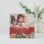 Traditionele rode kerst aangepaste feestfoto (Staand voorkant)