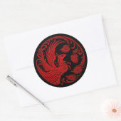 Traditionele rode phoenix cirkel ronde sticker (Envelop)