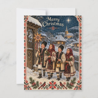 Traditionele Roemeense Kerstliedjeszangers Volksku Feestdagenkaart