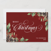 Traditionele rood groene kerst feestdagenkaart (Voorkant)