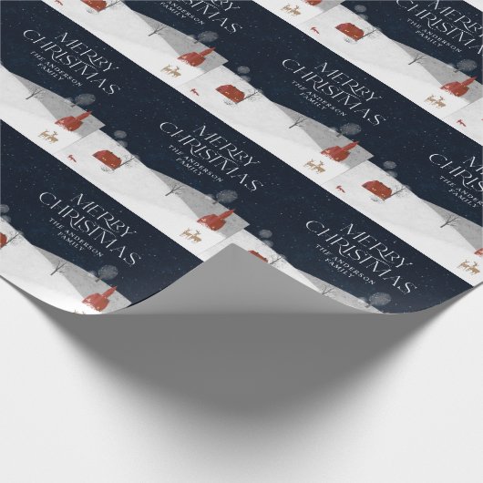 Traditionele roodbruine winterkerst cadeaupapier (Hoek)