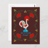 Traditionele rooster van Barcelona in wit Briefkaart (Voorkant / Achterkant)