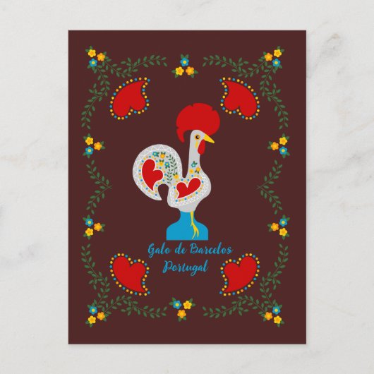 Traditionele rooster van Barcelona in wit Briefkaart (Voorkant)