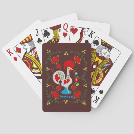 Traditionele rooster van Barcelona in wit Pokerkaarten (Achterkant)