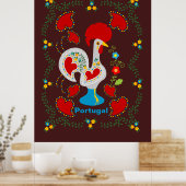 Traditionele rooster van Barcelona in wit Poster (Keuken)