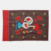 Traditionele rooster van Barcelona in wit Theedoek (Horizontaal)