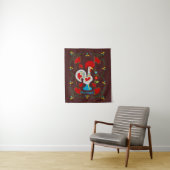 Traditionele rooster van Barcelona in wit Wandkleed (In situ)