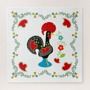 Traditionele rooster van Portugal in zwart Legpuzzel