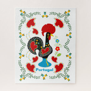 Traditionele rooster van Portugal in zwart Legpuzzel