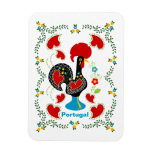 Traditionele rooster van Portugal in zwart Magneet