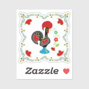 Traditionele rooster van Portugal in zwart Sticker
