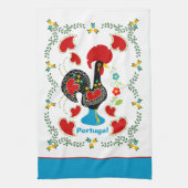 Traditionele rooster van Portugal in zwart Theedoek (Verticaal)
