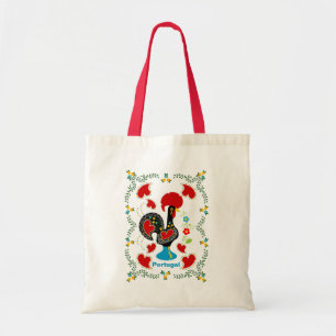 Traditionele rooster van Portugal in zwart Tote Bag