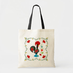 Traditionele rooster van Portugal in zwart Tote Bag