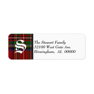 Traditionele Royal Stewart Tartan Plaid Monogram Etiket