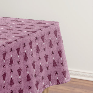 Traditionele roze kerstbomen en rendieren tafelkleed