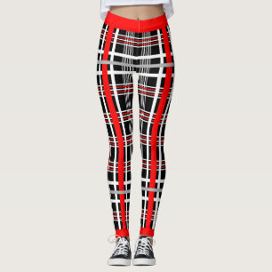 Traditionele ruit - Rood Wit Zwart Leggings