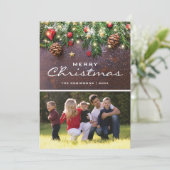 Traditionele Rustieke Kerstvakantie Foto Feestdagenkaart (Staand voorkant)