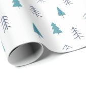 Traditionele Rustische winterblauwe kerst Cadeaupapier (Rol Hoek)