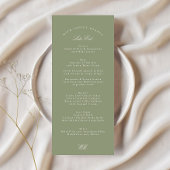 Traditionele Sage Green Calligraphy bruiloft Menu