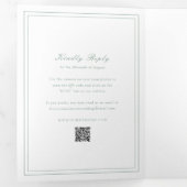 Traditionele Sage Green QR Code Tijdloze bruiloft Drieluik Uitnodiging (Binnenzijde eerst)