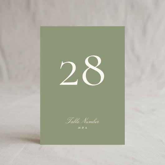 Traditionele Sage Green Trouwtafel Nummer Kaart