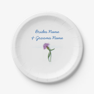 Traditionele Schotse en Keltische bruiloft Thistle Papieren Bordje