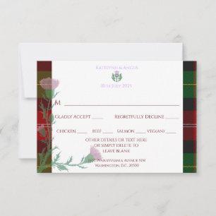Traditionele Schotse Tartan Border & Thistle RSVP Kaartje