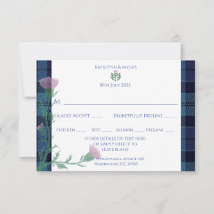 Traditionele Schotse Tartan Border & Thistle RSVP Kaartje