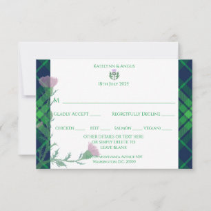 Traditionele Schotse Tartan Border & Thistle RSVP Kaartje