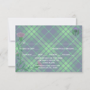 Traditionele Schotse Tartan en Schotse distel RSVP Kaartje