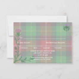 Traditionele Schotse Tartan en Schotse distel RSVP Kaartje