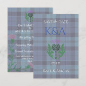 Traditionele Schotse Tartan en Schotse distel Save The Date (Voorkant / Achterkant)