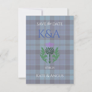 Traditionele Schotse Tartan en Schotse distel Save The Date