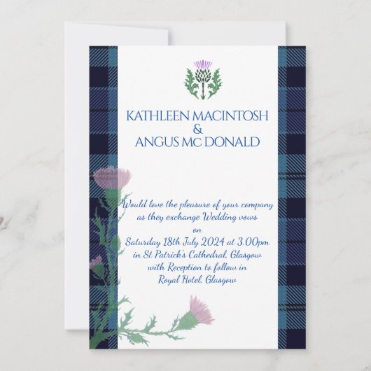 Traditionele Schotse Tartan grens en distel Kaart (Voorkant)