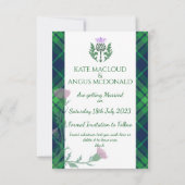 Traditionele Schotse Tartan grens en distel Save The Date (Achterkant)