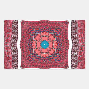 Traditionele Sindhi Cultuur Ajrak Patroon Art Prin Rechthoekige Sticker