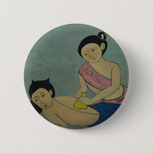 Traditionele slachting in Thailand Ronde Button 5,7 Cm (Voorkant)