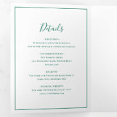 Traditionele smaragdgroene elegante bruiloft drieluik uitnodiging (Binnenzijde eerst)