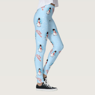 Traditionele Snowman met vrolijk kerstfeest op BLU Leggings