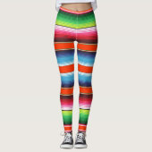 Traditionele Spaanse Serape Fiesta Mexicaanse Blan Leggings (Voorkant)
