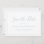 Traditionele stoffige blauwe elegante bruiloft save the date (Voorkant)
